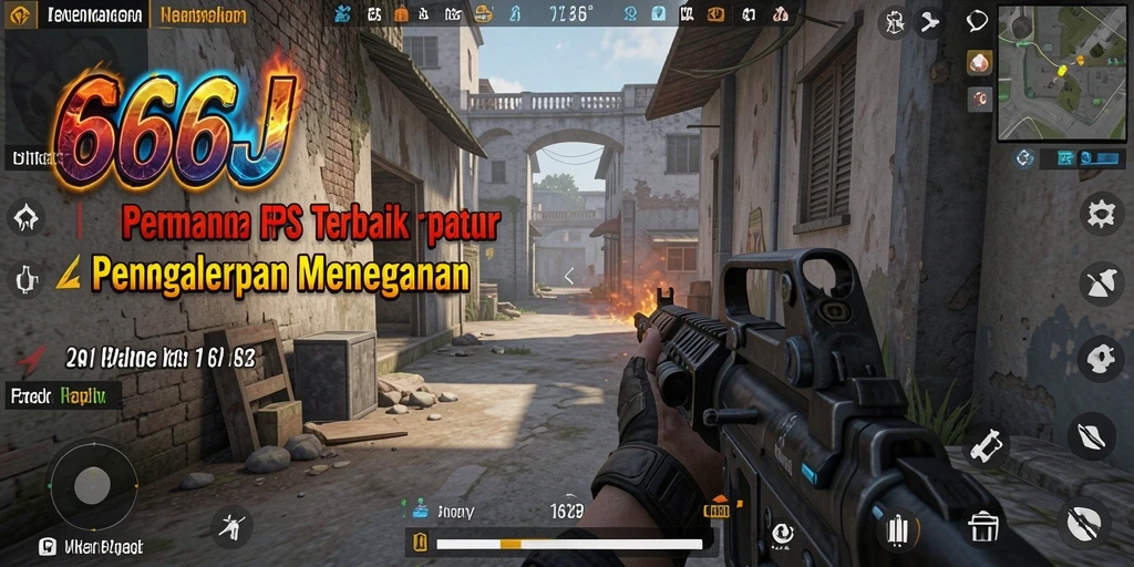 Tampilan gameplay menegangkan di medan perang FPS.
