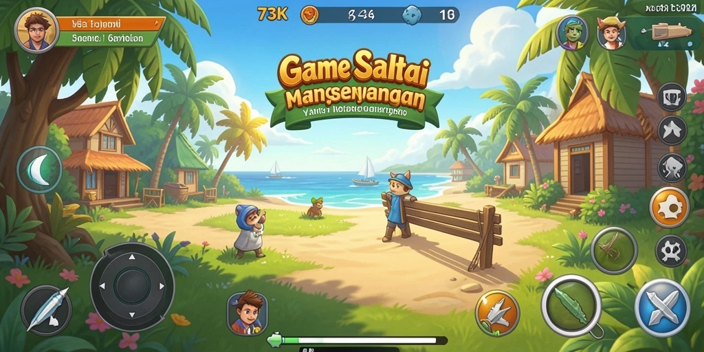 Tangkapan layar gameplay <strong>73K</strong> yang penuh warna dan menyenangkan.
