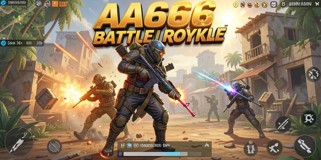 Gameplay dinamis dan seru dalam AA666 Battle Royale.