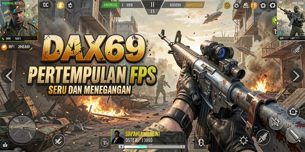 Screenshoot DAX69 menampilkan aksi menembak yang mendebarkan.