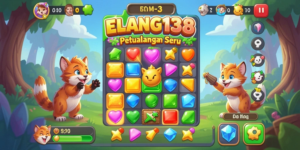 Tampilan gameplay seru di ELANG138 dengan elemen Match-3 yang menantang.