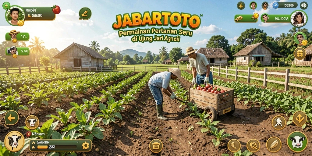 Screenshot dari gameplay JABARTOTO yang menunjukkan pertanian yang berkembang.