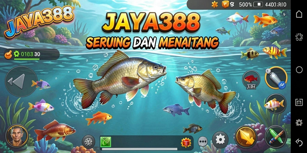 Screenshot utama JAYA388 menampilkan gameplay memancing yang menarik.