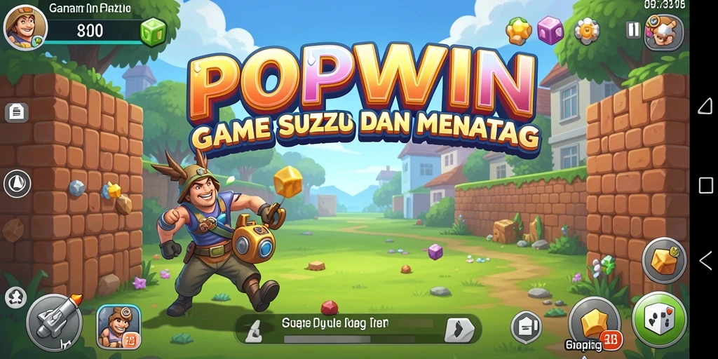 Screenshot gameplay seru dari POPWIN dengan berbagai tantangan puzzle.