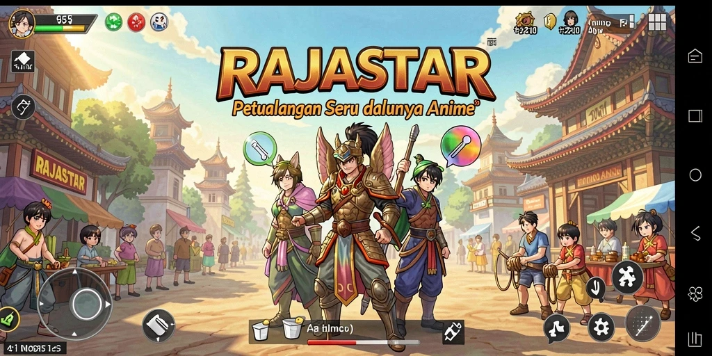 Tampilan gameplay RAJASTAR yang penuh aksi dan warna.