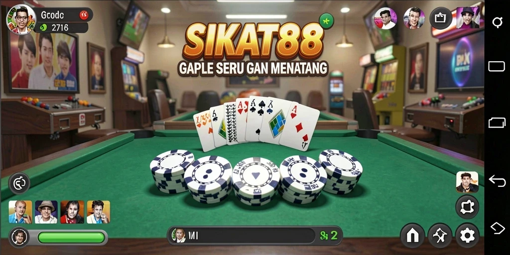 Tampilan gameplay seru di SIKAT88, nikmati Gaple bersama teman.