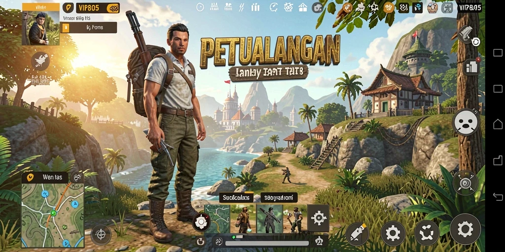 Screenshot menunjukkan pemain menjelajahi dunia terbuka yang menakjubkan.